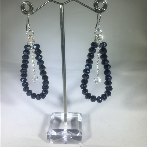 Handmade Crystal Hoop Earrings - Picture 2 of 3